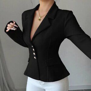 Fitted Button-Front Blazer